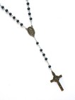 Guadalupe Black Glass Rosary With Brass Center Piece And Crucifix
