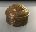 Vintage Art Nouveau Engraved Trinket Pill Jewelry Box With Hammered Lid 