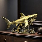 Bronze Shark Figurine Statue - Decorative Resin Home   Office Decor  Tabletop Or