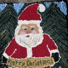 Handmade Hand Hooked Merry Christmas Santa Claus Rug 26    X  21   