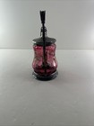 Victorian Forbes Silver Co  Pickle Castor Cranberry Glass Insert Hand Painted