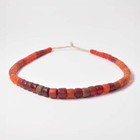Old Bohemian Glass Orange Red Trade Beads Morocco 34 Inch