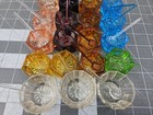 Vtg Glass Starburst Star Salt Cellar Dip 16 Hexagon 3 Round Lot With 17 Spoons