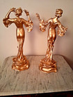 Art Nouveau Statues  pair  21-1 2  Tall