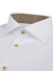 Stenstrom s Men s Dress Shirt White Contrast Twill Shirts W  Brown Buttons Bnwt