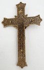 Vintage Ornate Filigree Jesus Crucifix Cross Gold Tone Brass Inri 9    Wall Decor