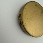 Vintage Gold Tone Floral Powder Compact Mirror W  Puff   Screen 1950s