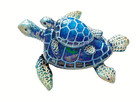 Blue Sea Turtle Mama With Baby Figurine 3 5  W Nautical Home Decor Gift