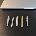 Vtg Men   s Tie Clip Bar Lot Of 5 Banana Republic J Crew Speidel Silver Gold Tone