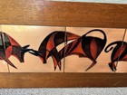 Vintage Mid Century Modern Bull Judith Daner Style Copper Enamel Art Signed Heva
