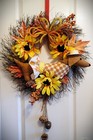 Dachshund Red Brown Felt Sculpture 18  Grapevine Sunflower Fall Leaves Wreath
