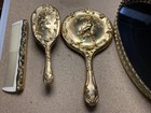 Antique Art Nouveau Gold Toned Hand Mirror Set Early 1900s