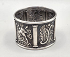Antique Coin Silver Napkin Ring Floral Repousse Monogrammed