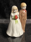 Vintage Bride Groom Wedding Cake Topper Roses Blue Eyes