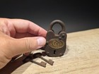Antique Vintage Style Cast Iron Colt Firearms Ammo Box Padlock Lock   Key 
