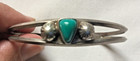 Vintage Navajo Fred Harvey Era Turquoise Silver Split Shank Cuff Bracelet 11g