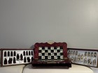 Vintage Wood Carved Chess Set -foldable Board  Chinese Oriental Asian Tiles  pcs