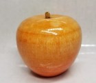 Vintage Italian Alabaster Marble Apple W  Wood Stem  Polished Paperweight     11