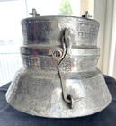 Antique Tinned Copper Armenian Turkish  2 Pc Honey Pot Signed 18th Century