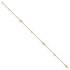 Solid 14k Yellow Gold Polished Heart W 1in Ext  Anklet - 10  - Made In Italy