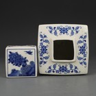 8 1  Chinese Blue White Porcelain Jar Qing Kangxi Flowers Bird Tea Caddy Pot