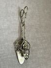 Vintage antique Very Ornate Floral Design Asparagus Tongs-toast- Made In Italy