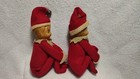 Set Of 2 Vintage Christmas Pixie Elf Knee Hugger 12  Doll Red Felt Japan