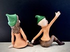 2 Vintage Mcm Christmas Ceramic Elf Pixie Figurines  Holland  Boy   Girl Read 