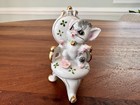Vintage 1950 s Mcm Sugar Glazed Kitten Cat On Chair Figurine Japan Porcelain