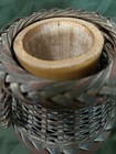 Vintage Japanese Ikebana Woven Bamboo Basket 8 1 2  Tall X 6 w Bamboo Insert