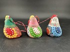 Whimsical Folk Art Hen Wind Chimes Handpainted  Terracotta Pottery Bells