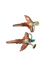 Vintage Hand Painted Hand Carved Wood Pheasants Earrings