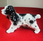 Vtg Porcelain Cocker Spaniel Dog Figurine Black White Spotted Japan Style 4 5 