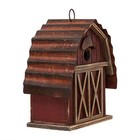 Glitzhome 10 25  H Hanging Birdhouse Rustic Wooden Barn Garden Bird House For 