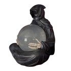 The Death God s Crystal Ball - Gothic Black Robed Grim Reaper Sculpture For Home