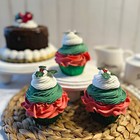 Dezicakes Fake Cupcakes Artificial Food Set Of 3 Red Green  Christmas Cupcakes