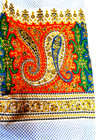 Vtg 1950 s A-line Half Apron Red Blue Paisley Mcm Kitchen Hostess Cottage Pocket