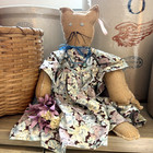 Vtg Primitive Folk Art Burlap Cat Doll Handmade 18  Floral Dress Cottagecore