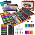 180 Pack Deluxe Wooden Drawing Painting Coloring Kit  Art Set Creative Gift Box