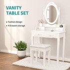 Makeup Vanity Table Set W  4 Drawers Oval Mirror Girls Dressing Table White