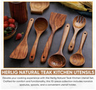Herlig    Wooden Kitchen Utensil Set  10 Pcs Cookware Teak Wood