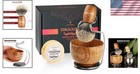 Complete Badger Hair Shaving Kit  Wood Handle  Stand   3 5 Oz Natural Soap
