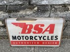 Vintage Original Bsa Motorcycle Dealership Light Up Sign Fluorescent Display