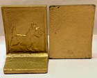 Vtg Bradley Hubbard Bookends Cast Iron Scotty Dog Art Deco Patina Antique Gold