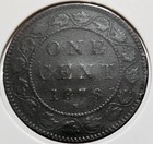 1876 H Canadian Large One Cent Coin Canada Queen Victoria Penny Km 7