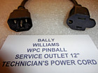 Williams Pinball 12  Long Technician s Power Cord For The Wpc Games  To Plug In 