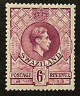 Travelstamps  1938 Swaziland Sc  33 Sg 34 - 6d Kgvi - 13 1 2 X 13 1 2 Mogh