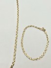 14k Solid Yellow White Gold Braided Necklace Bracelet Set Italian Rope Chain 16   