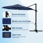Outdoor Patio Umbrella With Base Included  Solar Led Lights 360 Rotation Patio