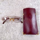 Vintage Cartier Eyeglasses Santos Gold Oval Frame 55-20-140 W  Leather Case